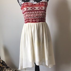 Strapless tribal print dress